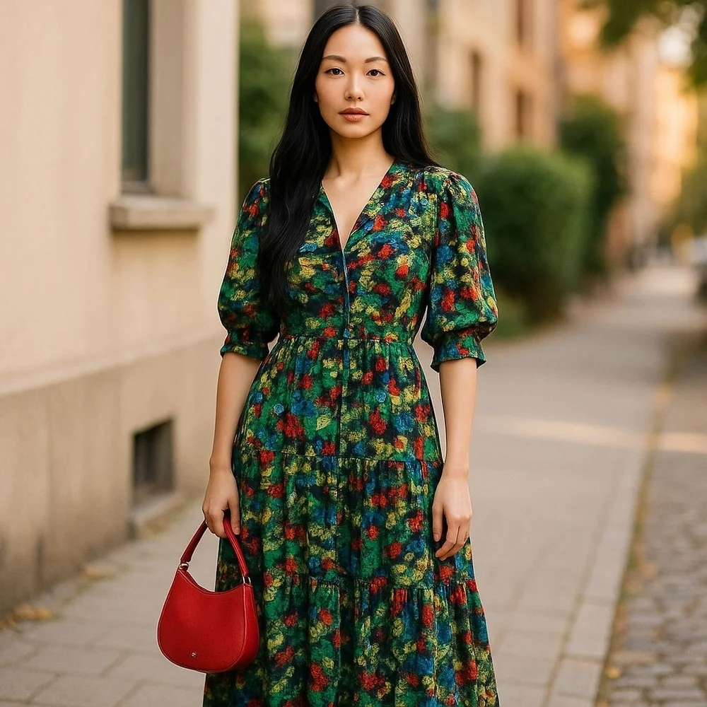 Lauren Ralph Lauren Sz 16 Black Label Floral Tiered Maxi Dress New $165 - Picture 2 of 8